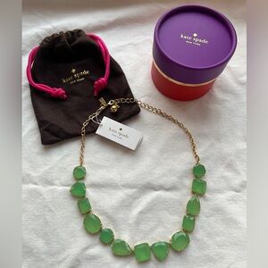 NWT Vintage Kate Spade Chunky Day Tripper Necklace in Green Gems / Gold Hardware